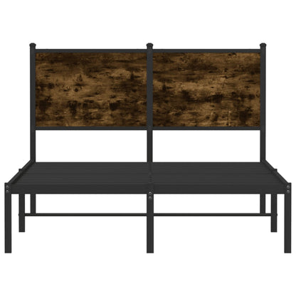 Metal Bed Frame without Mattress Smoked Oak 120x190 cm Small Double