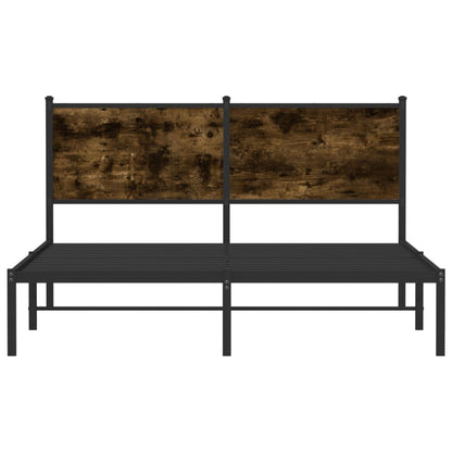 Metal Bed Frame without Mattress Smoked Oak 140x200 cm