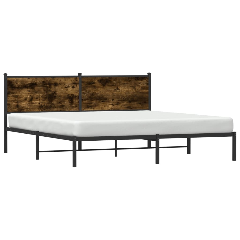 Super King Metal Bed Frame 180x200 cm, Smoked Oak Finish