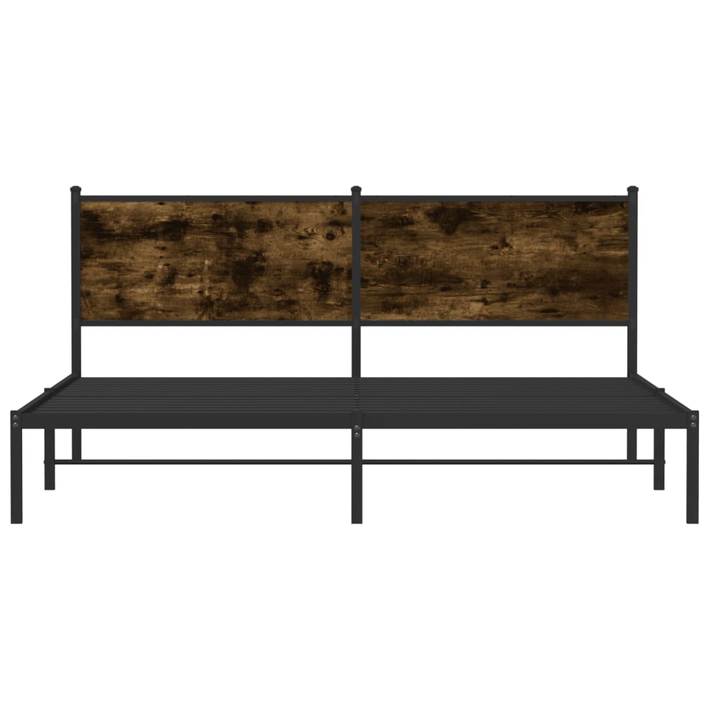 Super King Metal Bed Frame 180x200 cm, Smoked Oak Finish