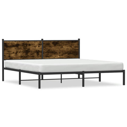 Smoked Oak Metal Bed Frame 183x213 cm - No Mattress Included