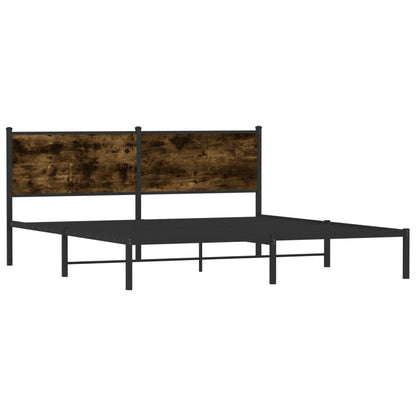 Smoked Oak Metal Bed Frame 183x213 cm - No Mattress Included
