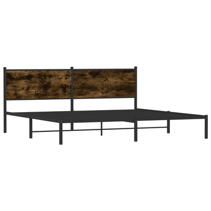 Smoked Oak Metal Bed Frame 193x203 cm - No Mattress Included