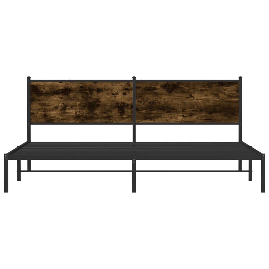 Smoked Oak Metal Bed Frame 193x203 cm - No Mattress Included