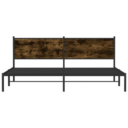 Smoked Oak Metal Bed Frame 193x203 cm - No Mattress Included