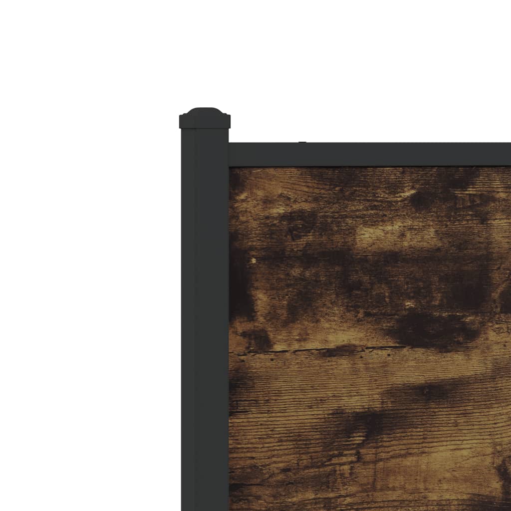 Smoked Oak Metal Bed Frame 90x190 cm Single - No Mattress