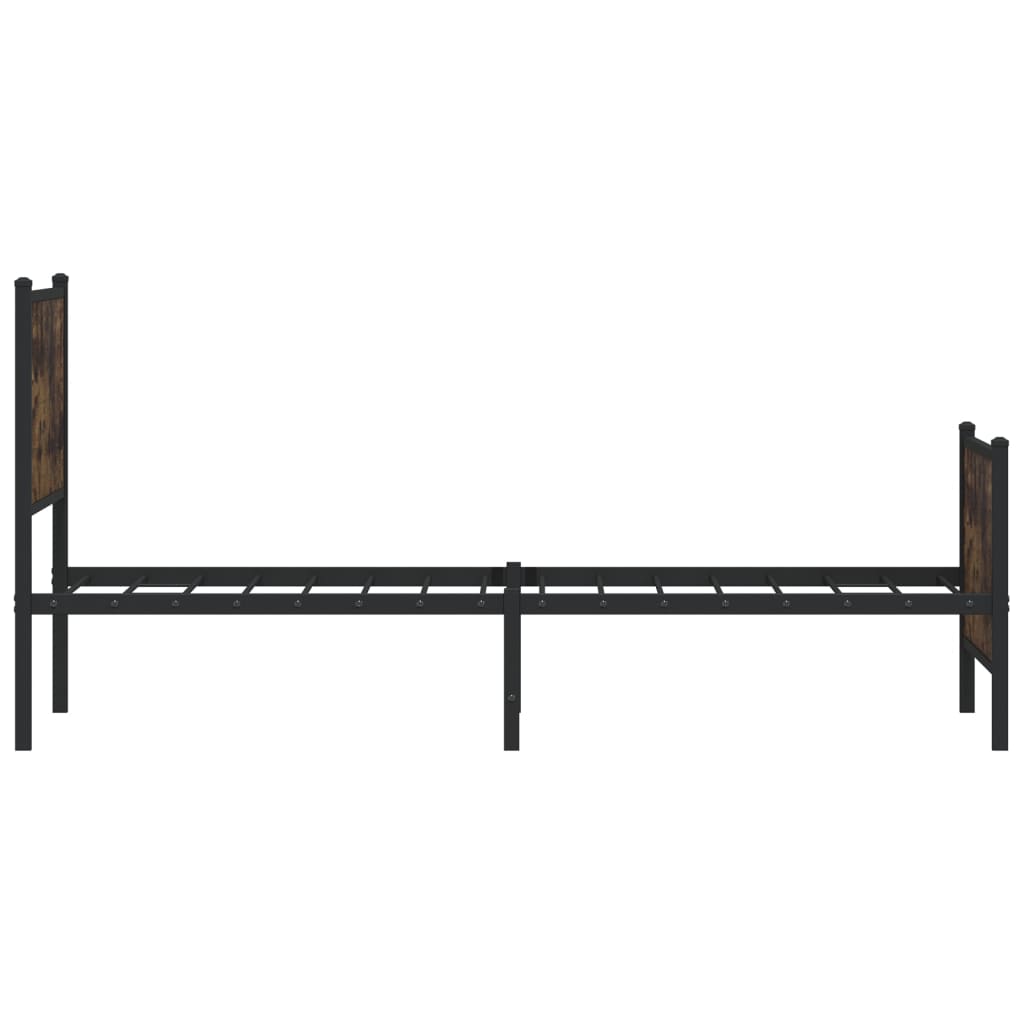 Smoked Oak Metal Bed Frame 90x200 cm - No Mattress Included