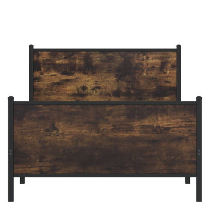 Smoked Oak Metal Bed Frame 100x190 cm - No Mattress Included