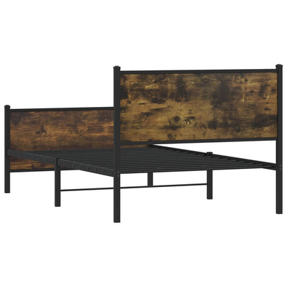Smoked Oak Metal Bed Frame 100x190 cm - No Mattress Included