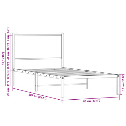 Sonoma Oak Metal Bed Frame, No Mattress 80x200 cm - Stylish & Durable