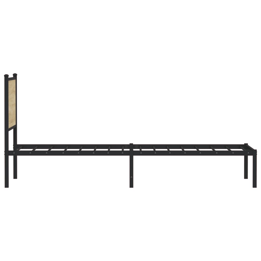 Sonoma Oak Metal Bed Frame 90x190 cm Single (No Mattress)