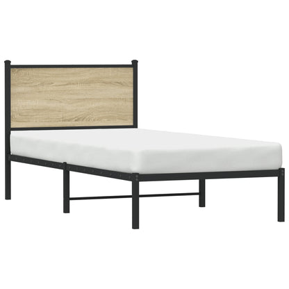 Sonoma Oak Metal Bed Frame 90x200 cm - No Mattress Included