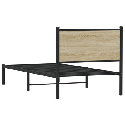 Sonoma Oak Metal Bed Frame 90x200 cm - No Mattress Included