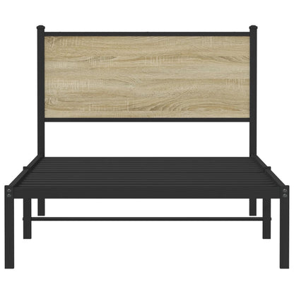 Sonoma Oak Metal Bed Frame 100x190 cm - Mattress Not Included