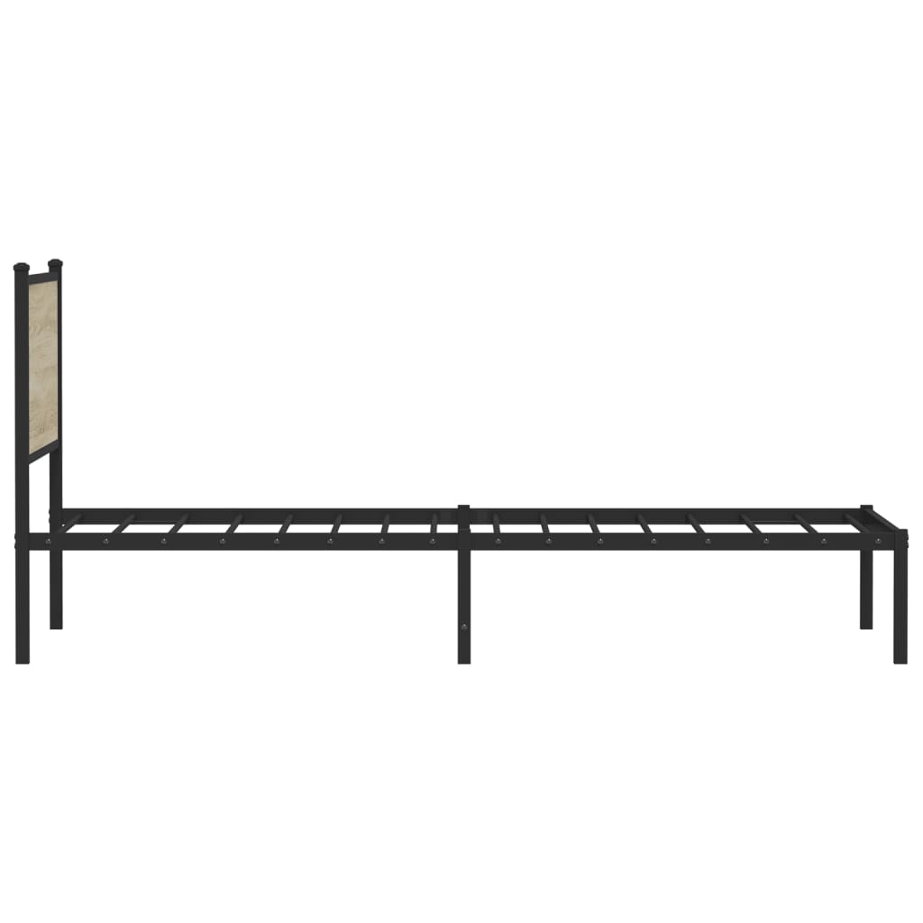 Sonoma Oak Metal Bed Frame 100x190 cm - Mattress Not Included