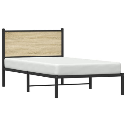 Sonoma Oak Metal Bed Frame 100x200 cm - No Mattress Included