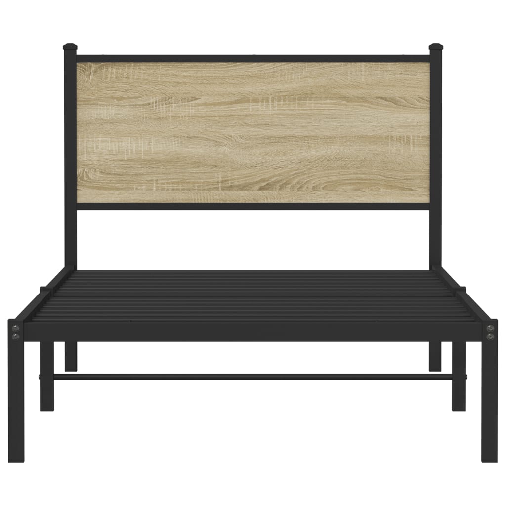 Sonoma Oak Metal Bed Frame 100x200 cm - No Mattress Included