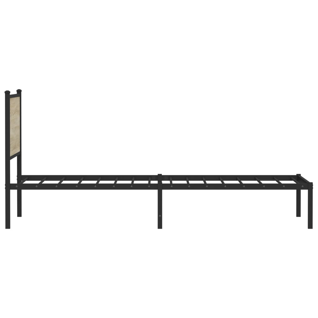 Sonoma Oak Metal Bed Frame 100x200 cm - No Mattress Included