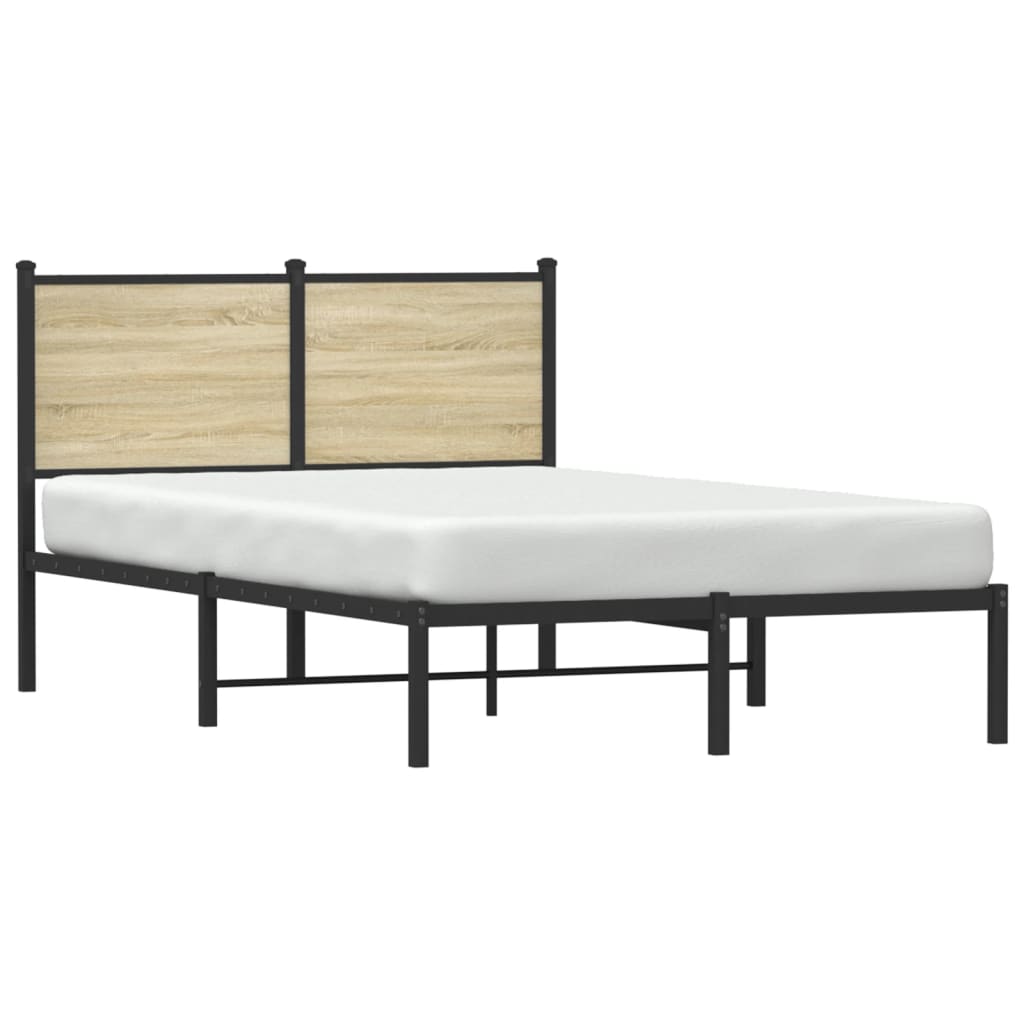 Sonoma Oak Metal Bed Frame 120x190 cm - Small Double Size