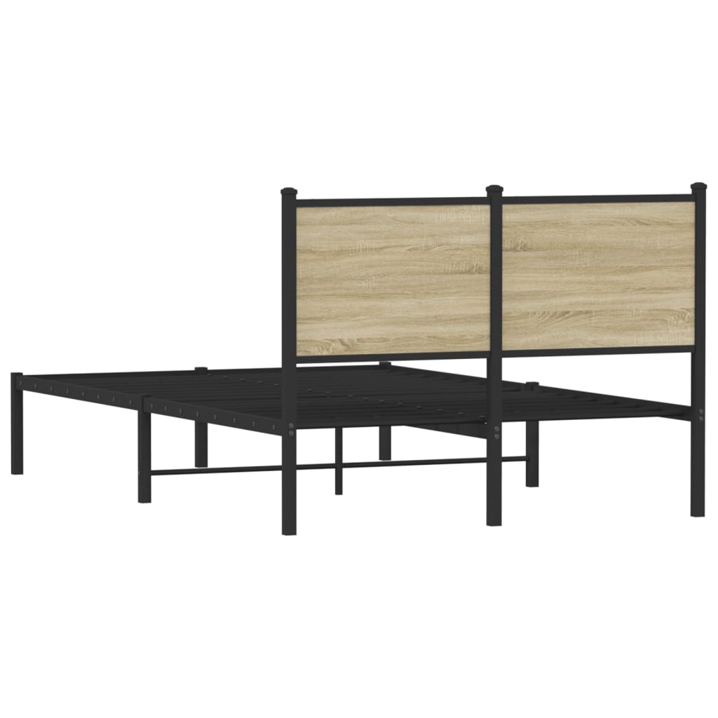 Sonoma Oak Metal Bed Frame 120x190 cm - Small Double Size