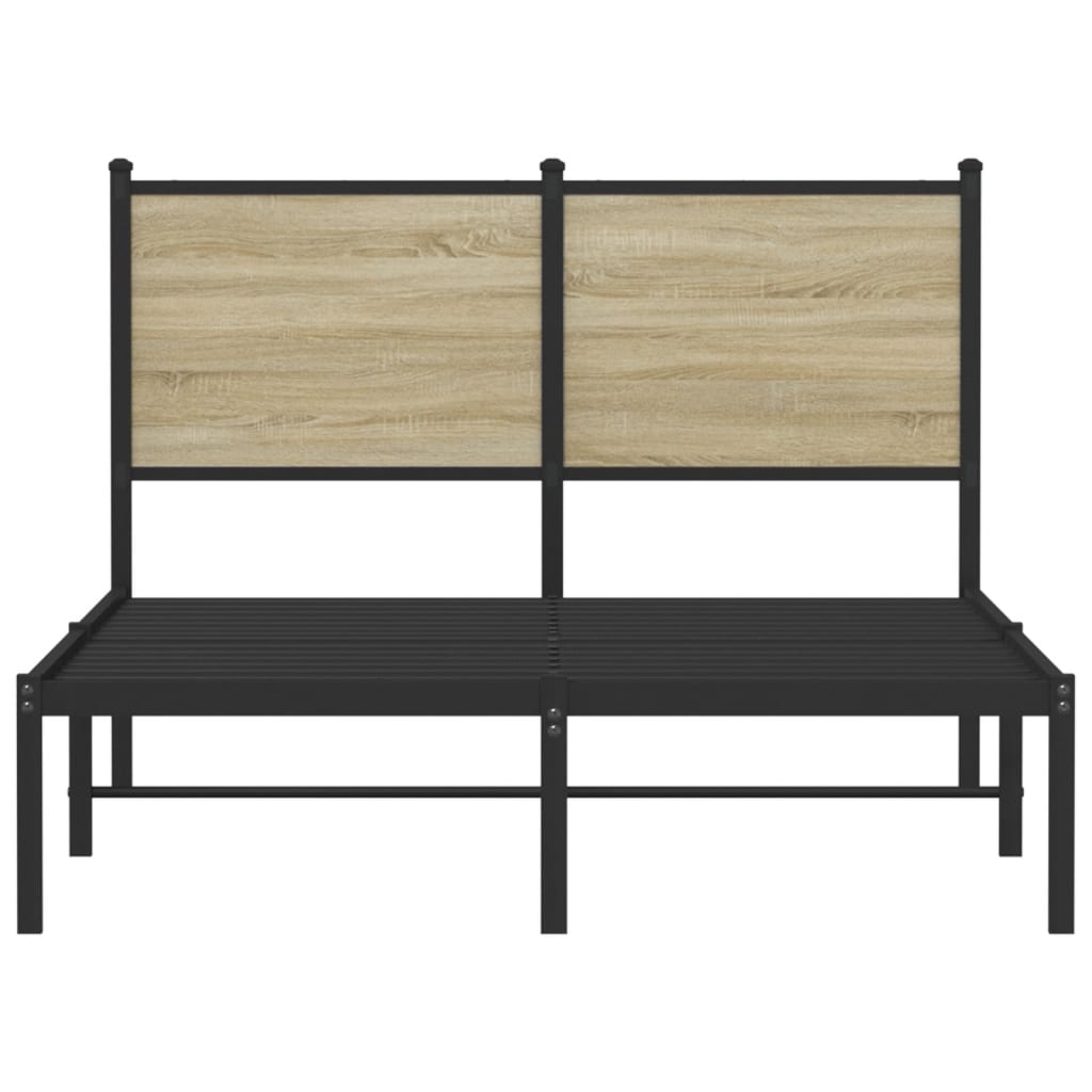 Sonoma Oak Metal Bed Frame 120x200 cm - No Mattress Included