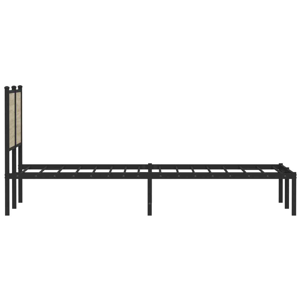 Sonoma Oak Metal Bed Frame 120x200 cm - No Mattress Included
