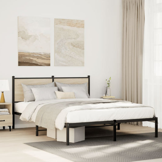 Sonoma Oak Metal Bed Frame 137x190 cm - No Mattress