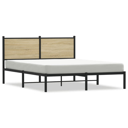 Sonoma Oak Metal Bed Frame 140x190 cm - No Mattress Included