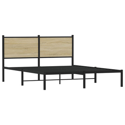 Sonoma Oak Metal Bed Frame 140x190 cm - No Mattress Included