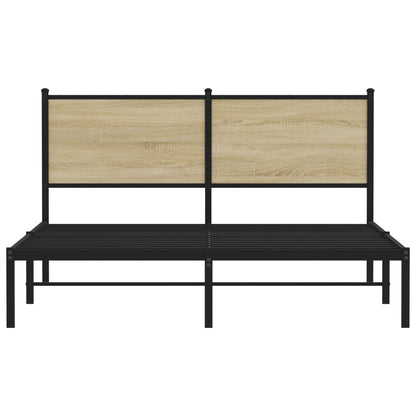 Sonoma Oak Metal Bed Frame 140x190 cm - No Mattress Included