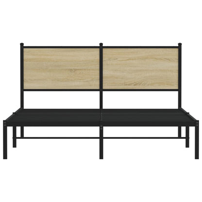 Sonoma Oak Metal Bed Frame 140x200 cm - Durable & Stylish