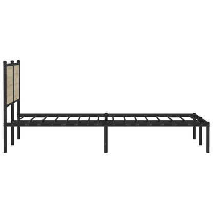Sonoma Oak Metal Bed Frame 160x200 cm - No Mattress Included