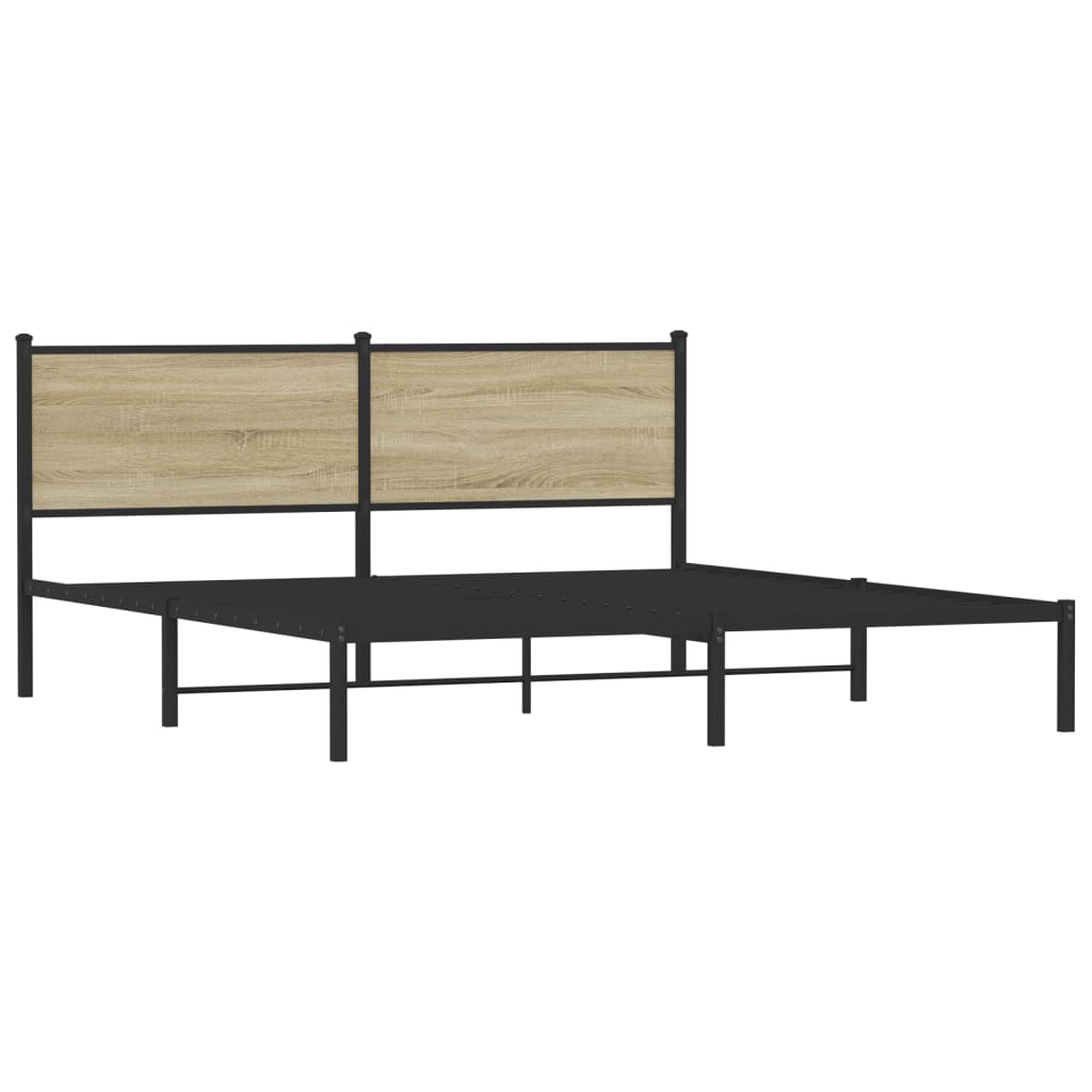 Sonoma Oak Metal Bed Frame 183x213 cm - Sturdy & Stylish Design