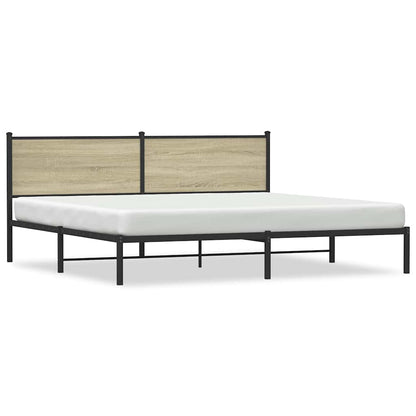 Sonoma Oak Metal Bed Frame 193x203cm - Sturdy and Stylish Design