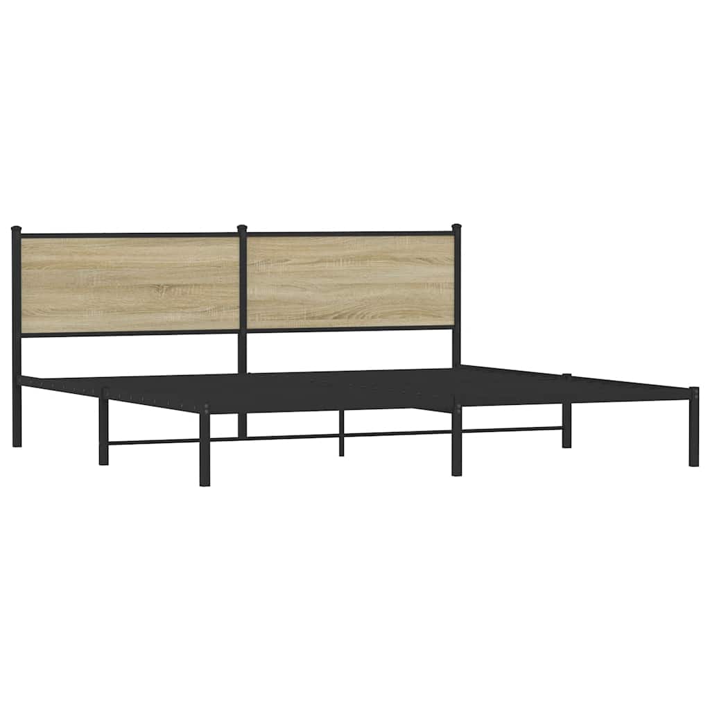 Sonoma Oak Metal Bed Frame 193x203cm - Sturdy and Stylish Design