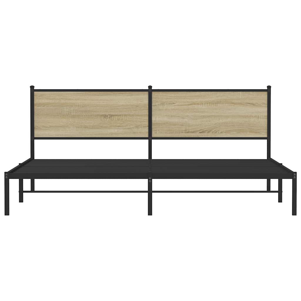 Sonoma Oak Metal Bed Frame 193x203cm - Sturdy and Stylish Design
