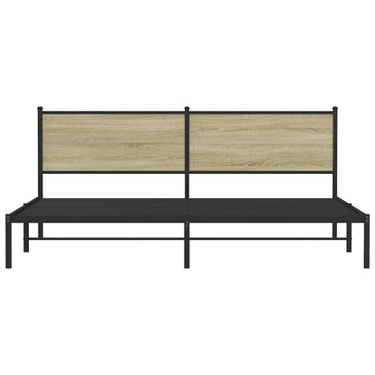 Sonoma Oak Metal Bed Frame 193x203cm - Sturdy and Stylish Design