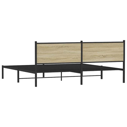Sonoma Oak Metal Bed Frame 193x203cm - Sturdy and Stylish Design