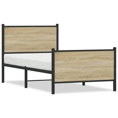 Sonoma Oak Metal Bed Frame 80x200 cm - Sturdy & Stylish Design