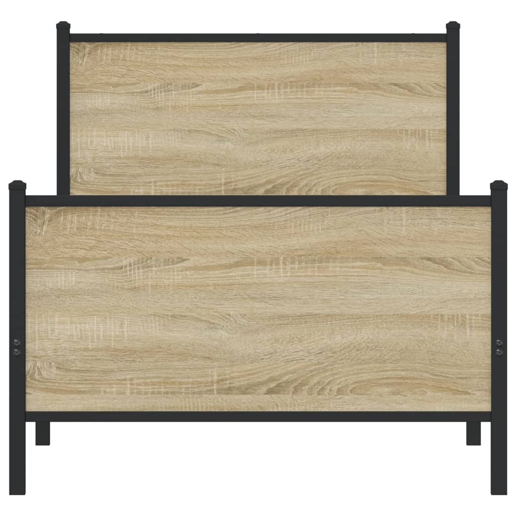 Sonoma Oak Metal Bed Frame 80x200 cm - Sturdy & Stylish Design