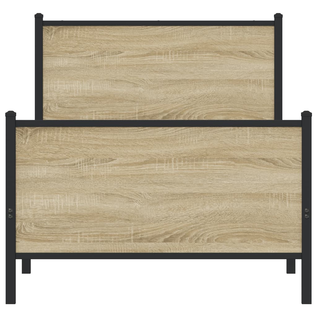 Sonoma Oak Metal Bed Frame 90x190 cm - Single Without Mattress