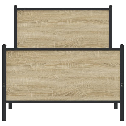 Sonoma Oak Metal Bed Frame 90x190 cm - Single Without Mattress