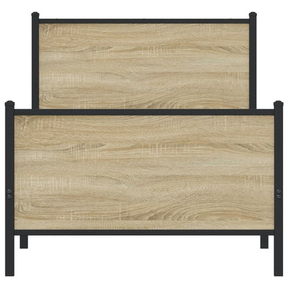 Sonoma Oak Metal Bed Frame 90x200 cm - Sturdy Design, Elegant Finish