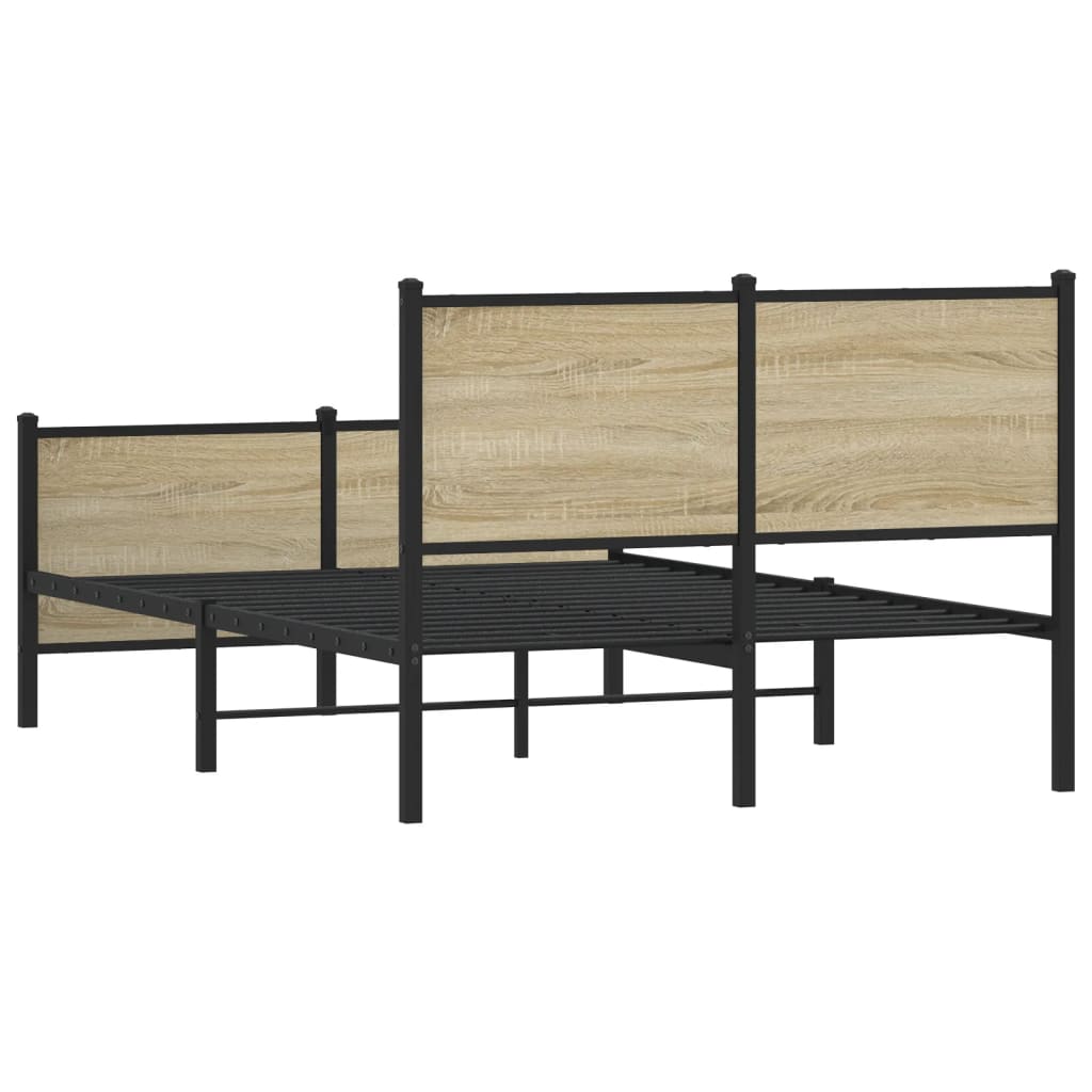 Sonoma Oak Metal Bed Frame - Small Double 120x190 cm