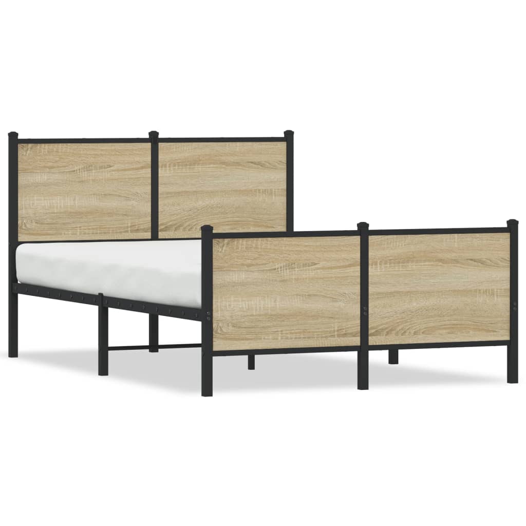 Sonoma Oak Metal Bed Frame 120x200 cm - No Mattress Included