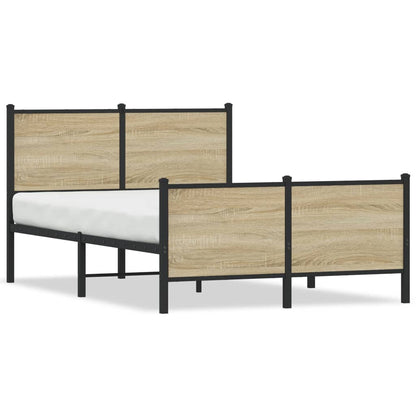 Sonoma Oak Metal Bed Frame 120x200 cm - No Mattress Included