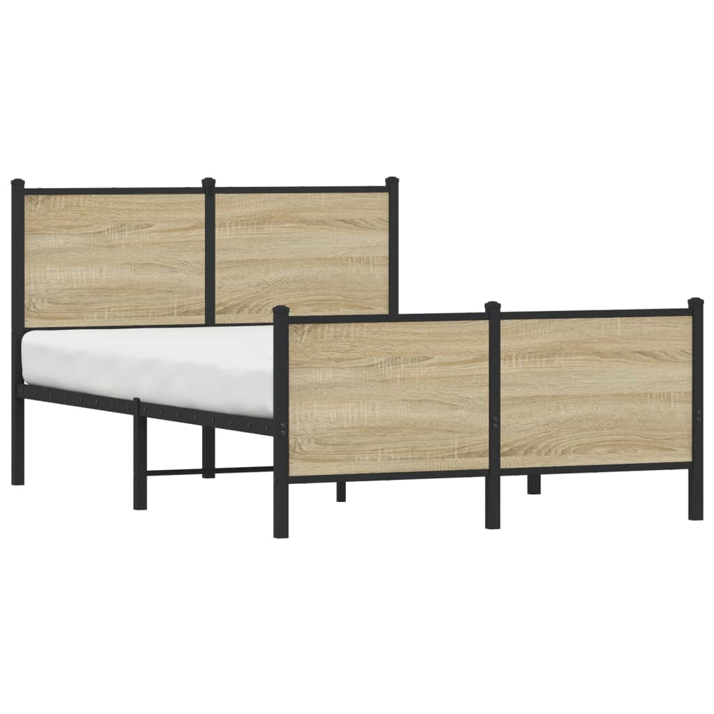 Sonoma Oak Metal Bed Frame 120x200 cm - No Mattress Included