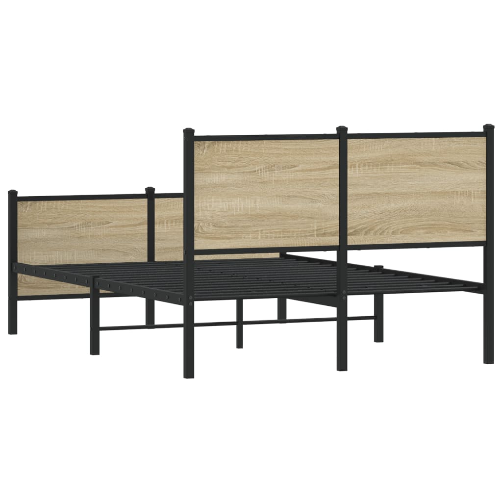 Sonoma Oak Metal Bed Frame 120x200 cm - No Mattress Included