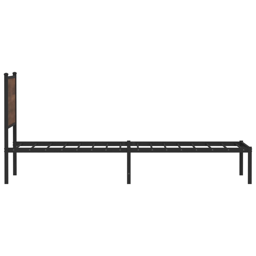 Brown Oak Metal Bed Frame - Single 90x190 cm - No Mattress Included