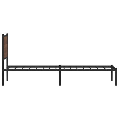 Brown Oak Metal Bed Frame 100x190 cm - Mattress Not Included
